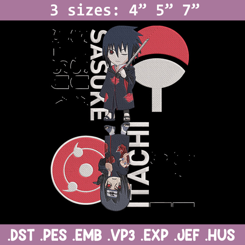 Sasuke x Itachi Embroidery Design, Naruto Embroidery, Embroidery File, Anime Embroidery, Anime shirt, Digital download.jpg