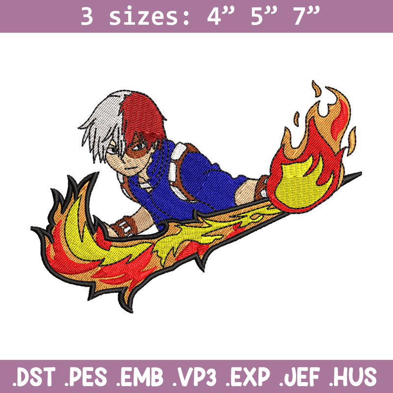 Shoto Todoroki Nike embroidery design, My hero academia embroidery, Nike design, anime design, Digital download.jpg