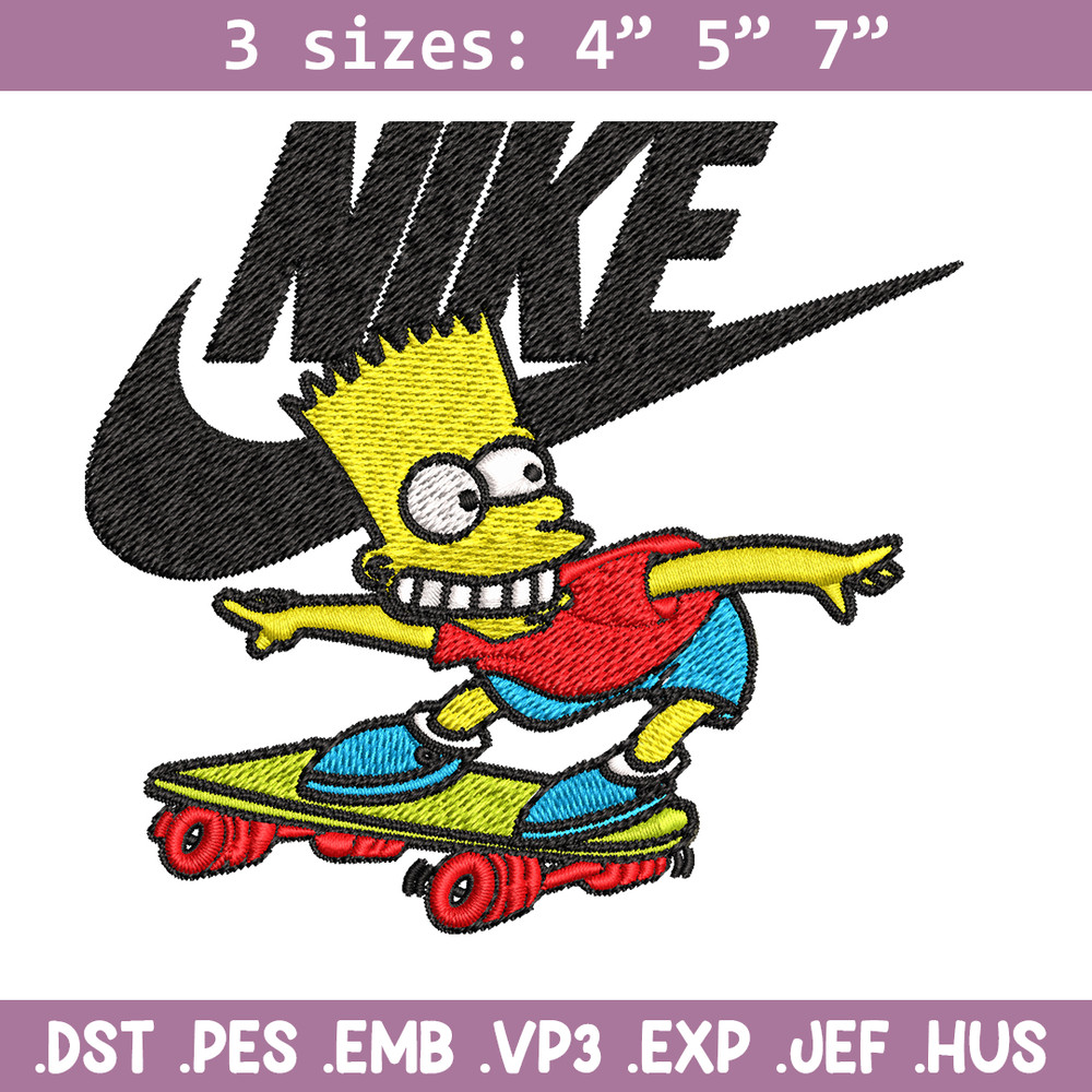 Simpson funny Nike Embroidery design, Simpson cartoon Embroidery, Nike design, Embroidery file, Instant download..jpg