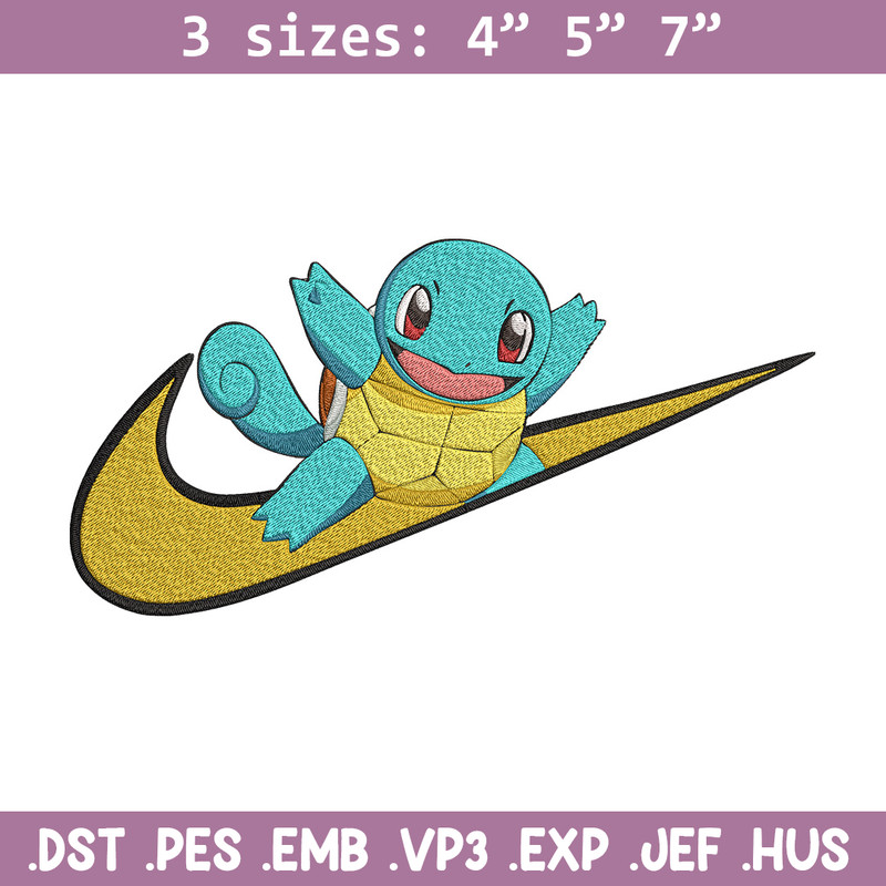 Squirtle x nike Embroidery Design, Pokemon Embroidery, Embroidery File, Nike Embroidery, Anime shirt, Digital download.jpg