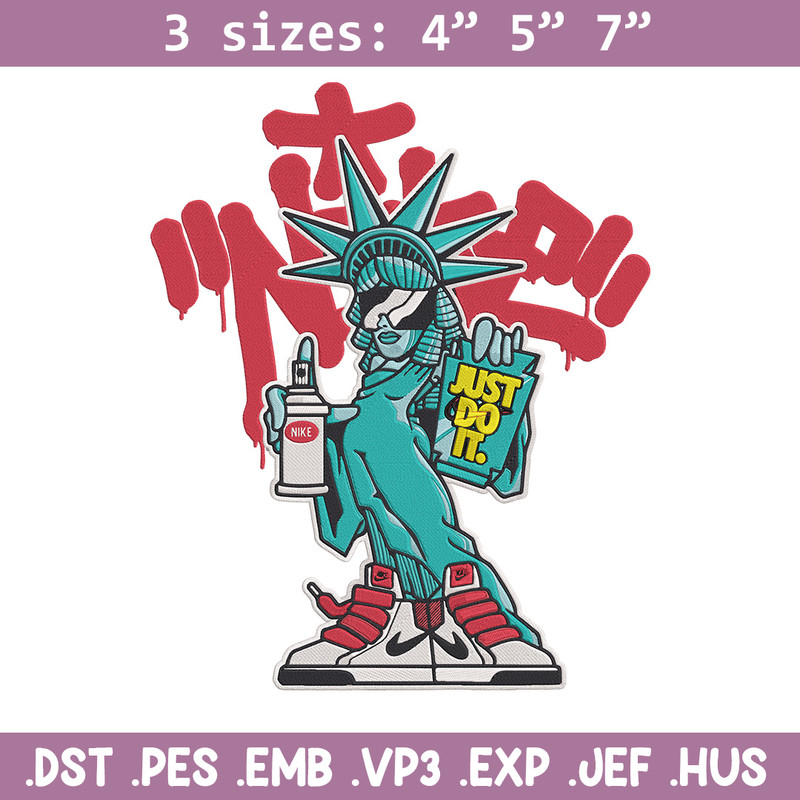 Statue of Liberty x nike Embroidery Design, Statue of Liberty Embroidery, Embroidery File, Anime Embroidery, Nike shirt.jpg
