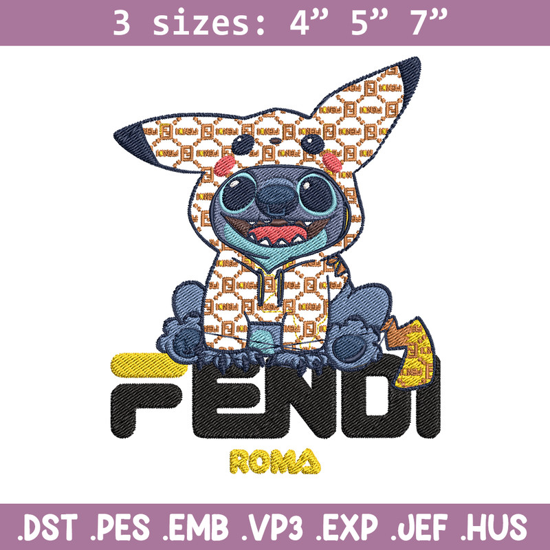 Stitch And Pikachu Fendi Embroidery design, cartoon Embroidery, cartoon design, Embroidery File, Instant download..jpg