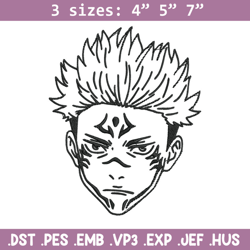 Sukuna face Embroidery Design, Jujutsu Embroidery, Embroidery File,Anime Embroidery, Anime shirt, Digital download.jpg
