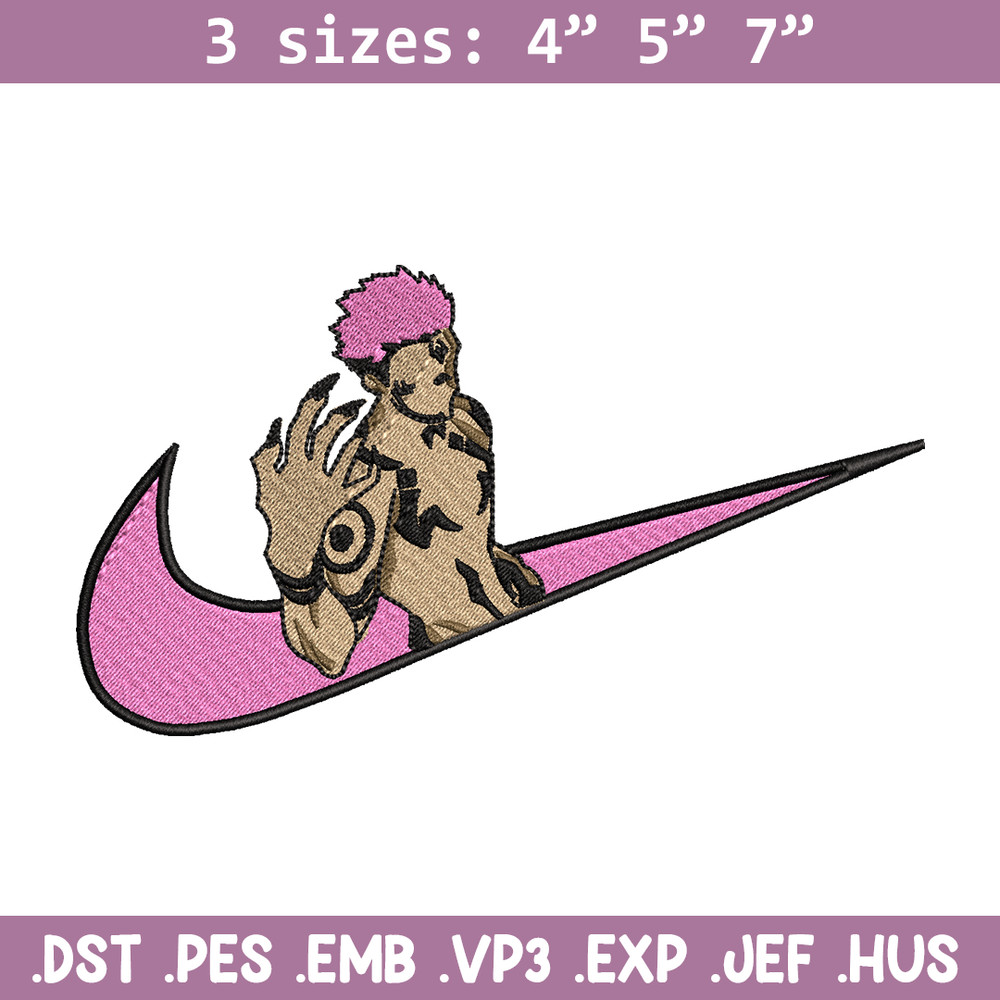 Sukuna Nike embroidery design, Jujutsu kaisen embroidery, Nike design, anime design, anime shirt, Digital download.jpg