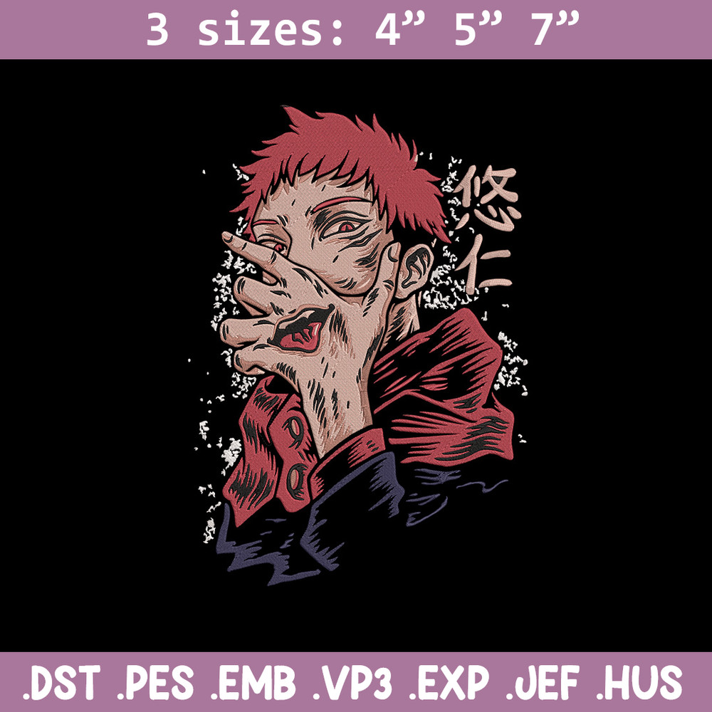 Sukuna poster Embroidery Design, Jujutsu Embroidery,Embroidery File, Anime Embroidery, Anime shirt, Digital download..jpg