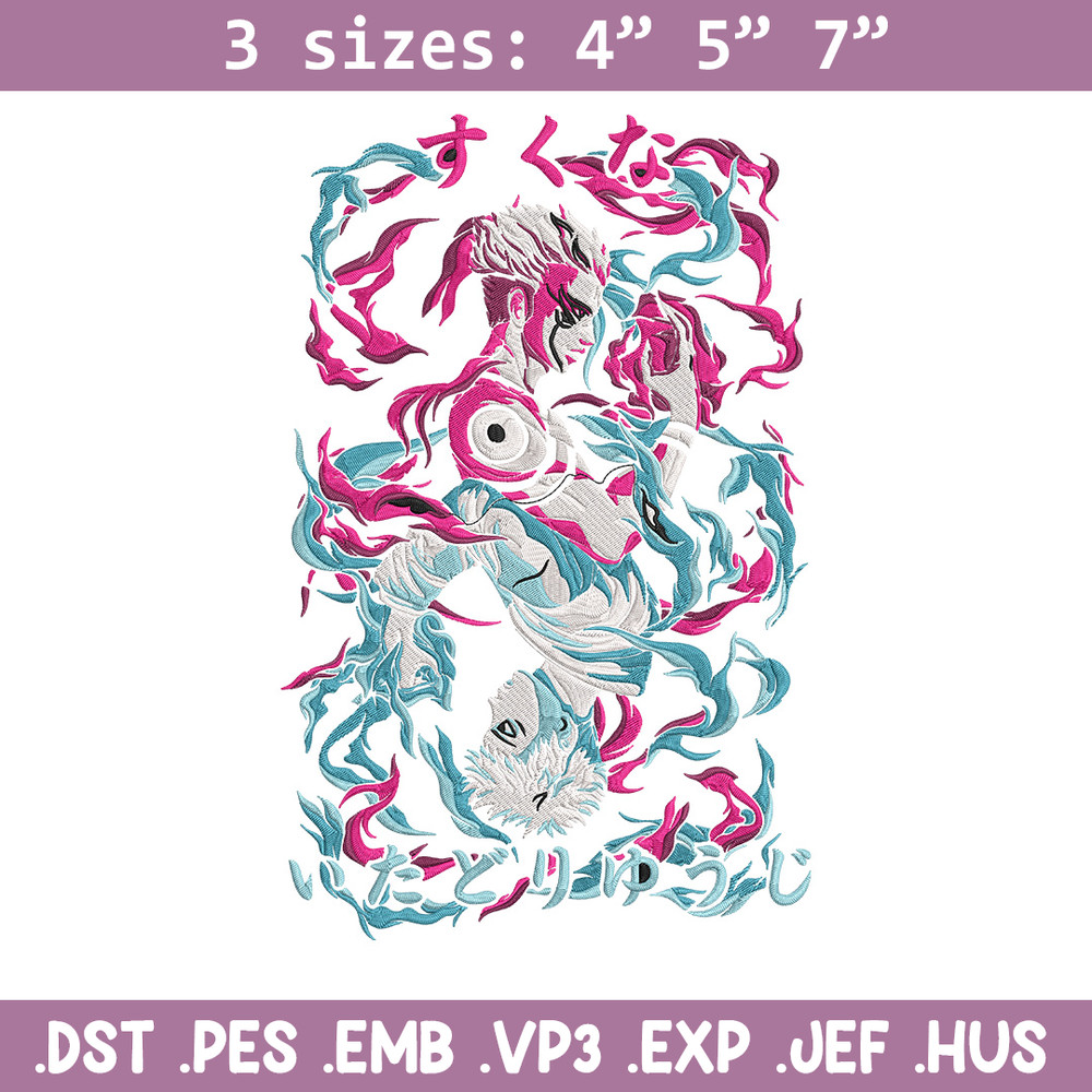 Sukuna x Yuji Embroidery Design, Jujutsu Embroidery,Embroidery File, Anime Embroidery, Anime shirt, Digital download.jpg
