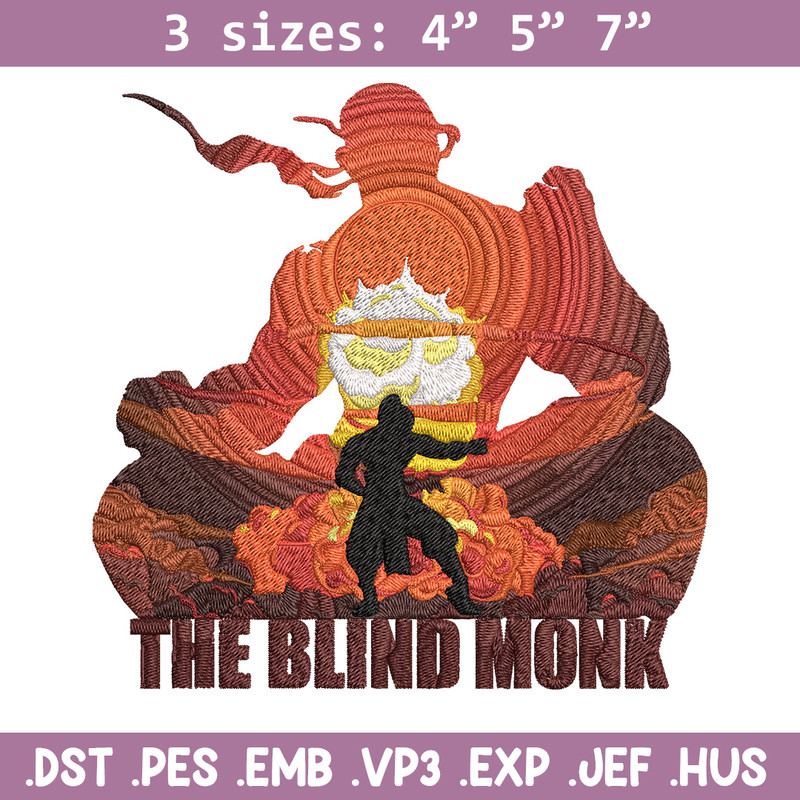 The blind monk Embroidery Design, Poster Embroidery, Embroidery File, Anime Embroidery, Anime shirt, Digital download.jpg