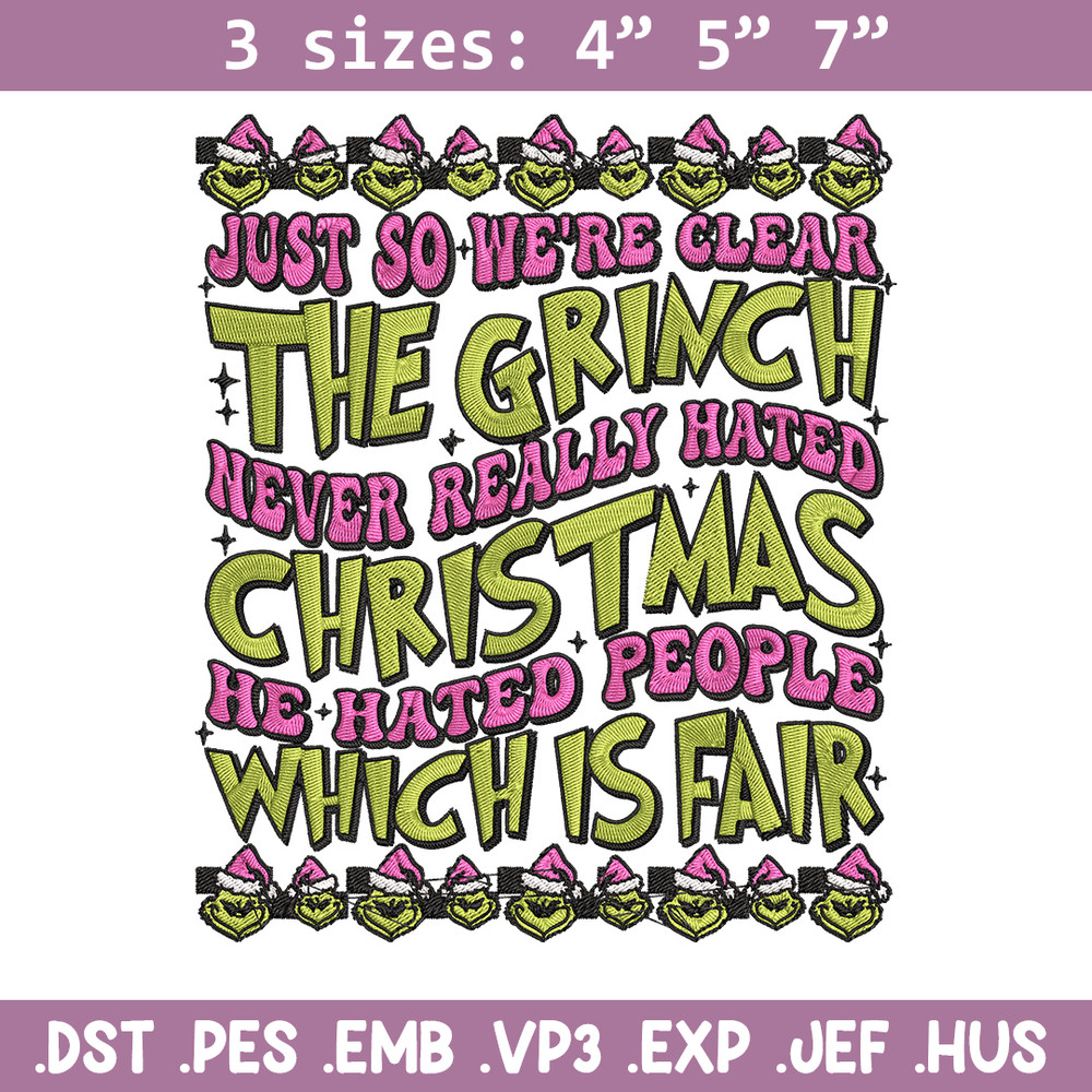 The grinch Embroidery Design, Grinch Embroidery, Embroidery File, Chrismas Embroidery, Anime shirt, Digital download.jpg