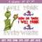 The Grinch I will drink Christmas Embroidery design, Grinch Embroidery, Grinch design, Embroidery file, Instant download.jpg