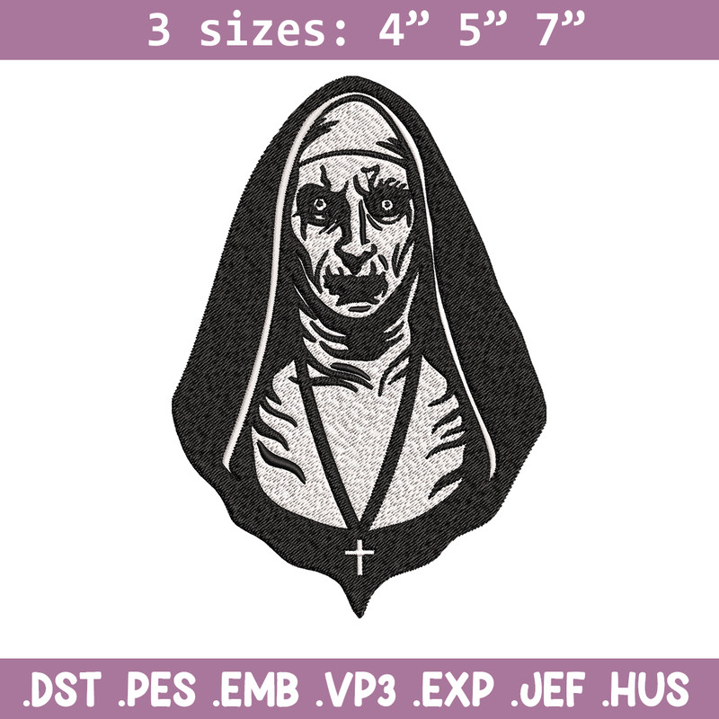 The Nun Embroidery design, The Nun logo Embroidery, Horror design, Embroidery File, logo shirt, Digital download..jpg