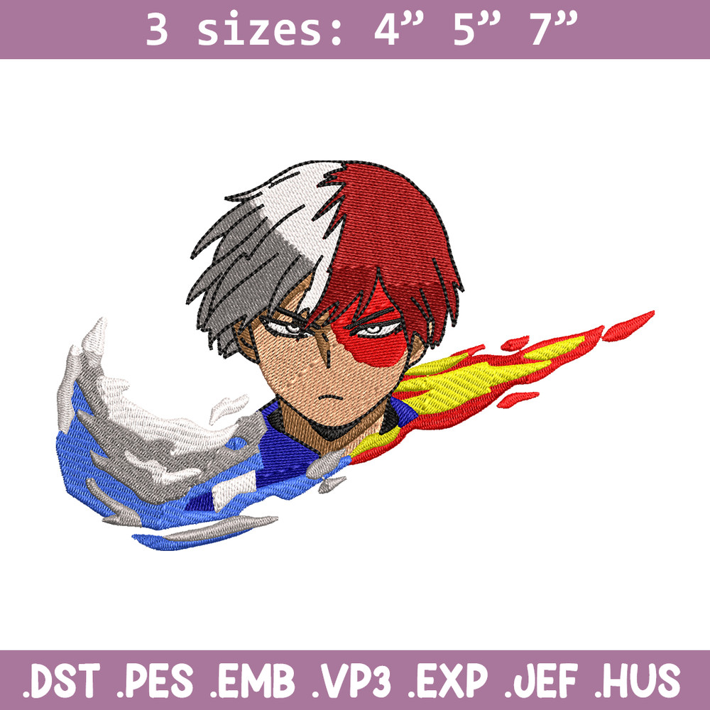 Todoroki Nike embroidery design, My hero academia embroidery, Nike design, anime design, anime shirt, Digital download.jpg
