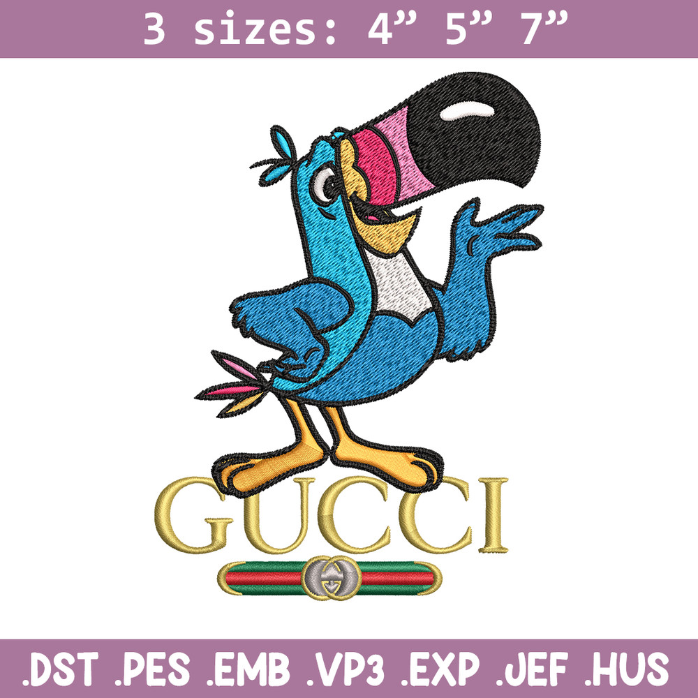 Toucan Sam Gucci Embroidery design, Toucan Sam Embroidery, cartoon design, Embroidery File, Gucci logo, Instant download.jpg