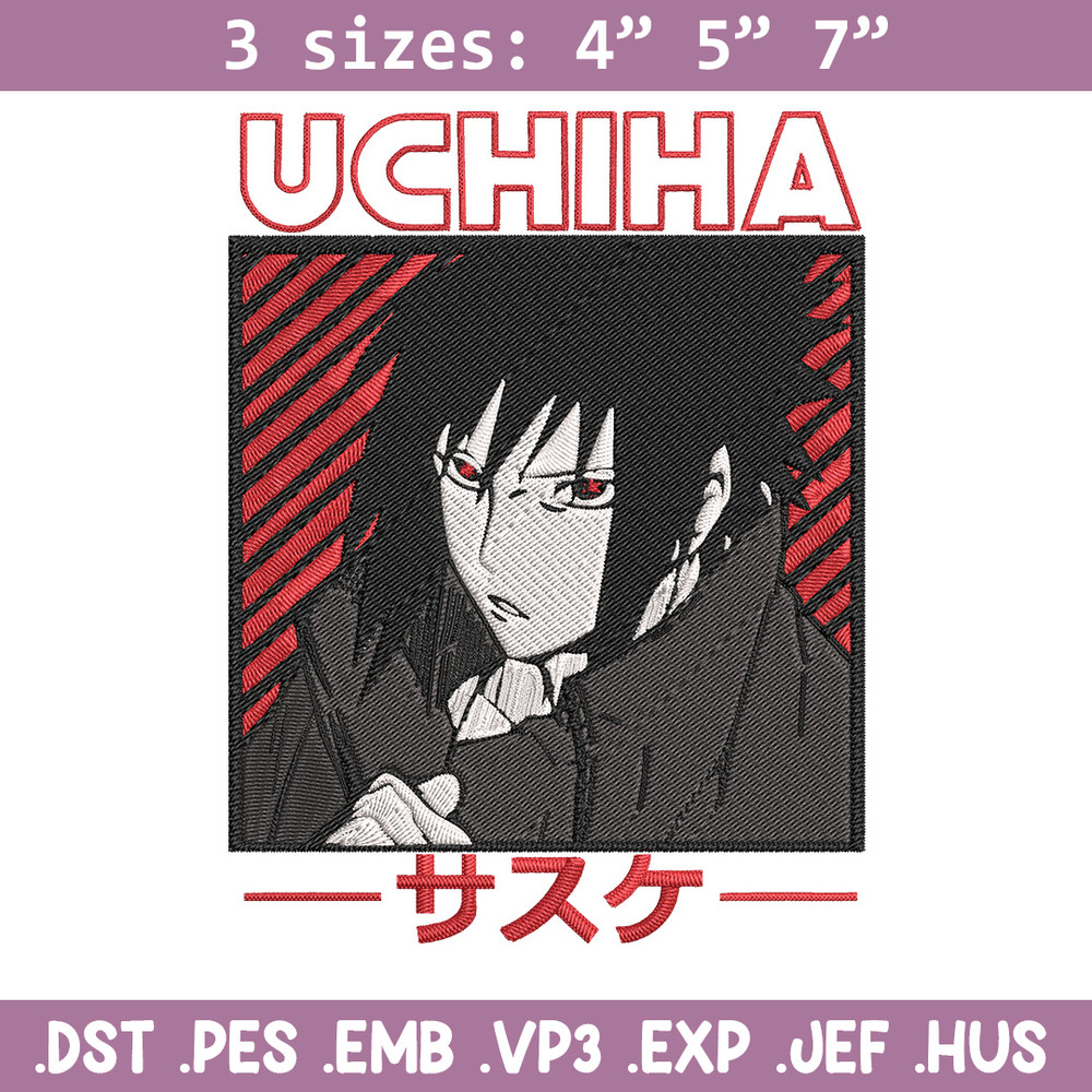 Uchiha Sasuke Embroidery Design, Naruto Embroidery,Embroidery File, Anime Embroidery, Anime shirt, Digital download.jpg