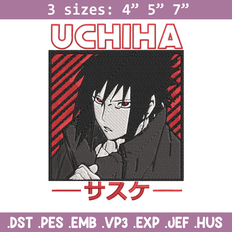 Uchiha Sasuke Embroidery Design, Naruto Embroidery,Embroidery File, Anime Embroidery, Anime shirt, Digital download.jpg