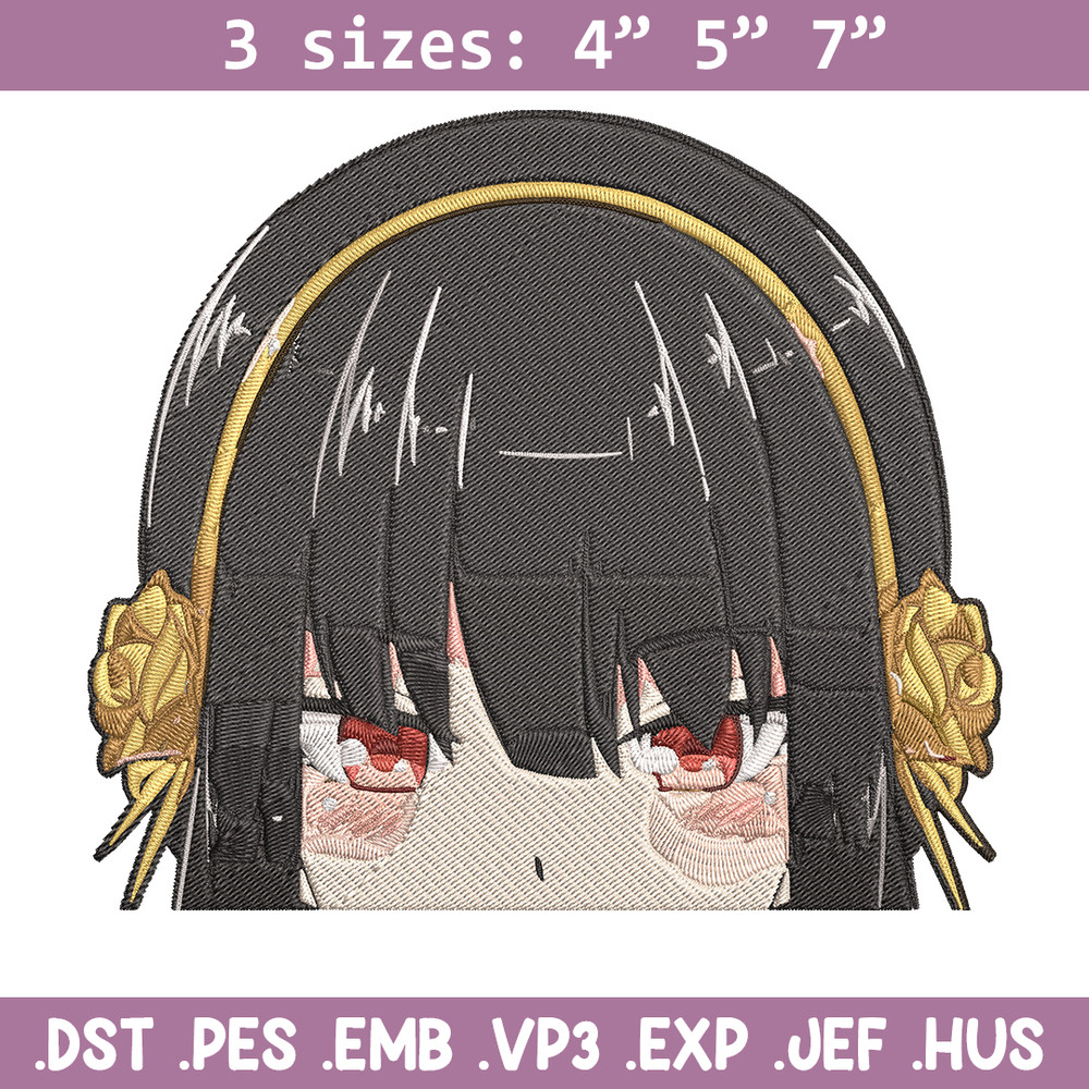 Yor peeker Embroidery Design, Spy x family Embroidery, Embroidery File, Anime Embroidery, Anime shirt, Digital download.jpg