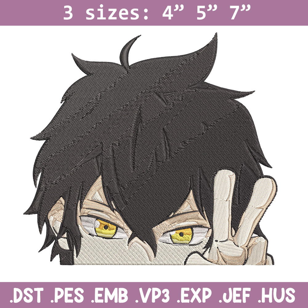 Yuno Peeker Embroidery Design, Black clover Embroidery, Embroidery File, Anime Embroidery, Anime shirt, Digital download.jpg