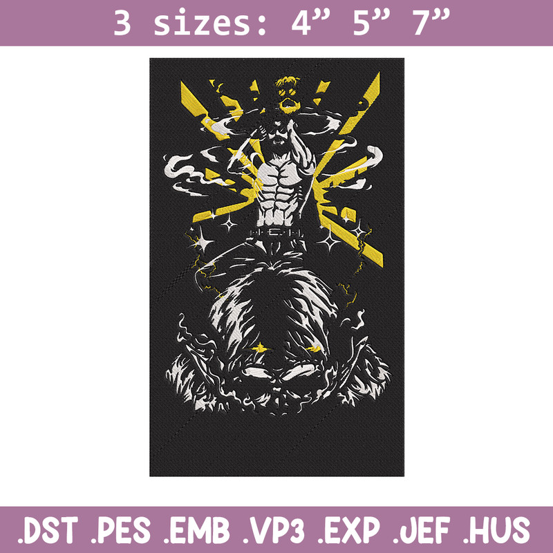 Zeke Yeager Embroidery Design, Aot Embroidery, Embroidery File, Anime Embroidery, Anime shirt, Digital download.jpg