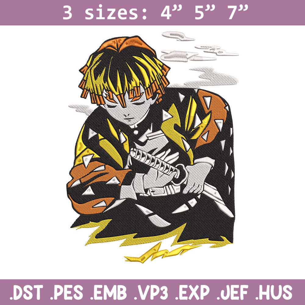 Zenitsu Embroidery Design, Demon slayer Embroidery, Embroidery File, Anime Embroidery, Anime shirt, Digital download.jpg