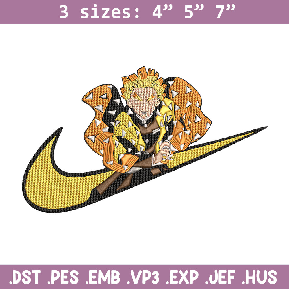 Zenitsu nike Embroidery Design, Demon slayer Embroidery, Embroidery File, Nike Embroidery, Anime shirt, Digital download.jpg