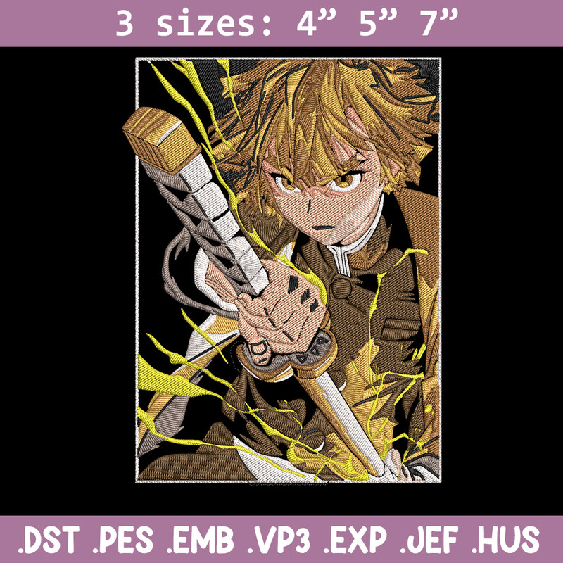 Zenitsu Poster Embroidery Design, Demon slayer Embroidery, Embroidery File, Anime Embroidery, Digital download..jpg