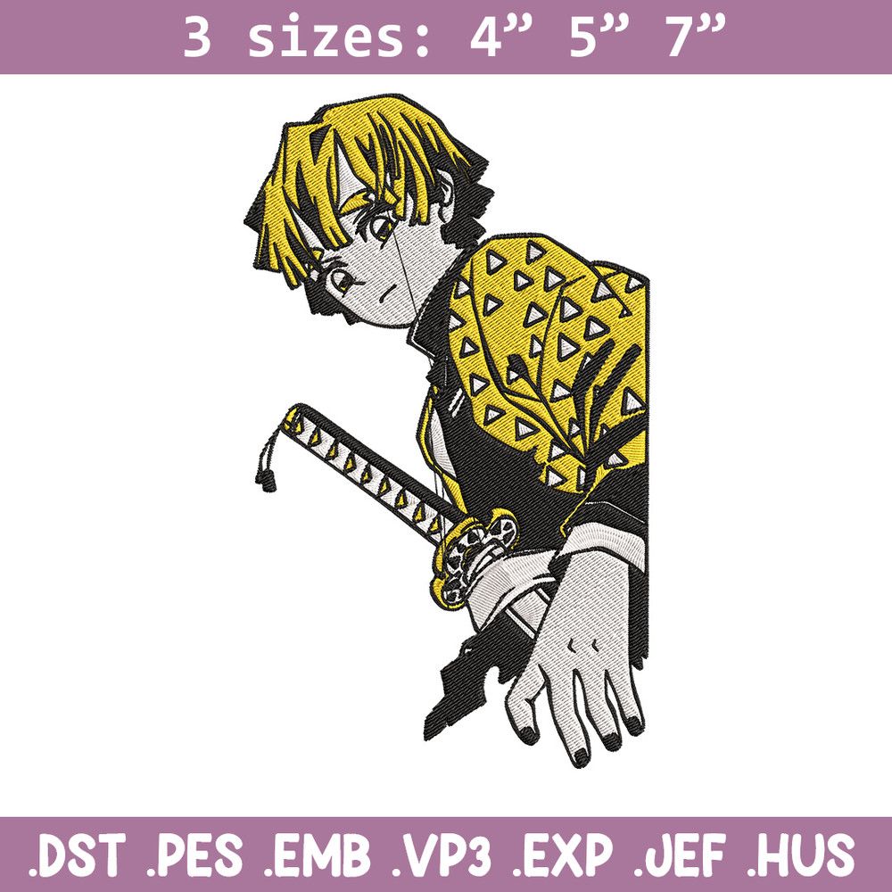 Zenitsu poster Embroidery Design,Demon slayer Embroidery, Embroidery File,Anime Embroidery,Anime shirt,Digital download.jpg