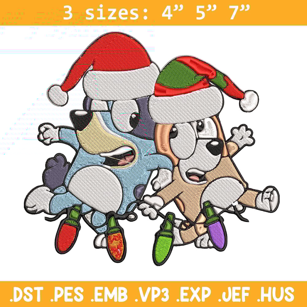 Bluey x Bingo Embroidery Design, Bluey Embroidery, Embroidery File, Chrismas Embroidery, Anime shirt, Digital download..jpg