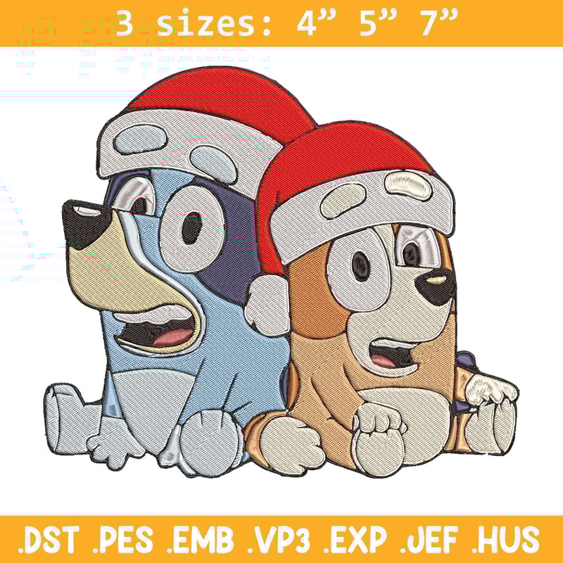 Bluey x Bingo Embroidery Design, Bluey Embroidery, Embroidery File, Chrismas Embroidery, Anime shirt, Digital download.jpg