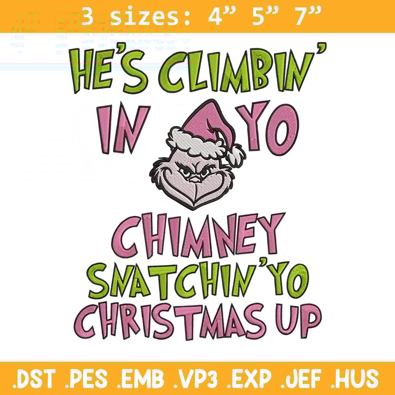 Chrismas up Embroidery Design, Grinch Embroidery, Embroidery File, Chrismas Embroidery, Anime shirt, Digital download.jpg