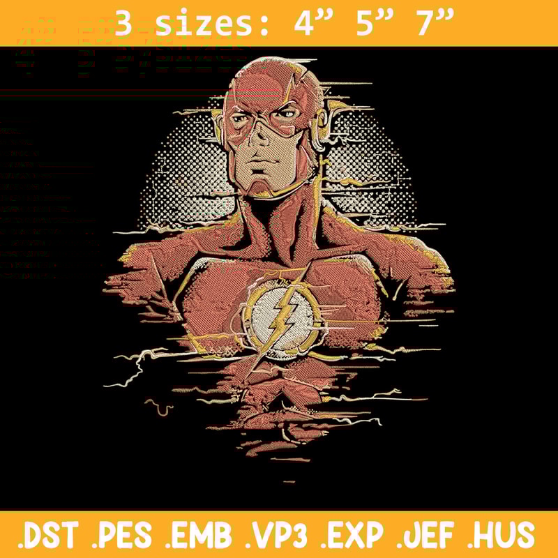 Flash poster Embroidery Design, DC comics Embroidery, Embroidery File, Anime Embroidery, Anime shirt, Digital download.jpg