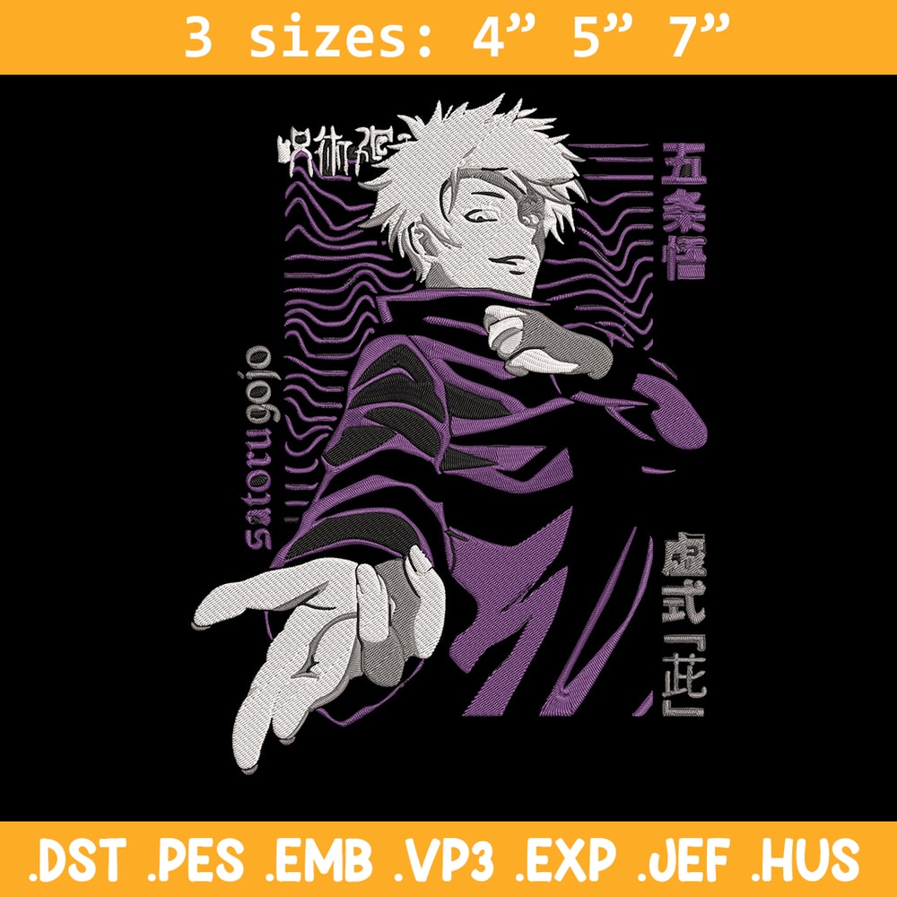 Gojo satoru poster Embroidery Design, Jujutsu Embroidery,Embroidery File, Anime Embroidery, Anime shirt,Digital download.jpg