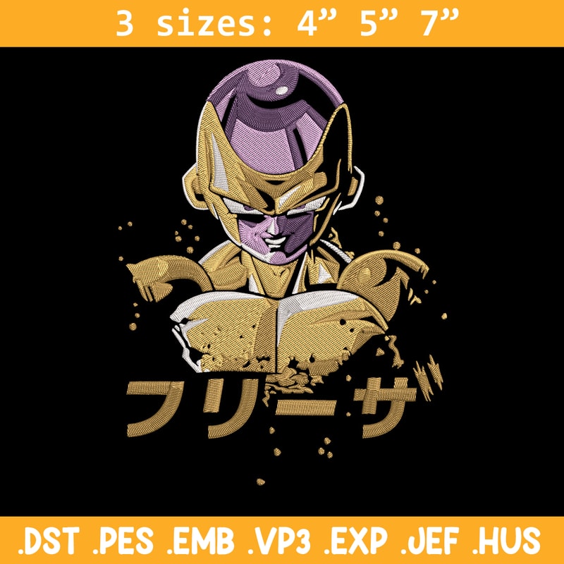 Golden Frieza Embroidery Design, Dragonball Embroidery, Embroidery File, Anime Embroidery, Anime shirt, Digital download.jpg