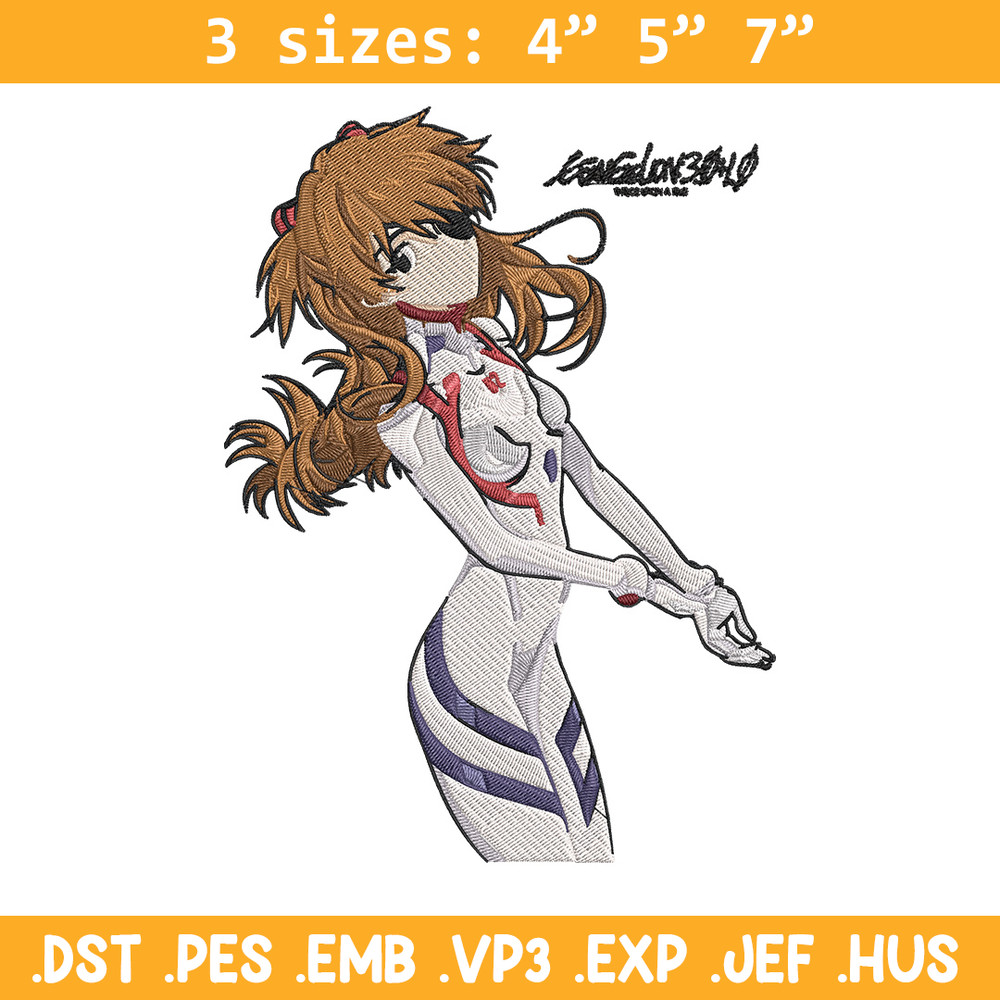 Asuka poster Embroidery Design, Evangelion Embroidery, Embroidery File, Anime Embroidery, Anime shirt, Digital download..jpg