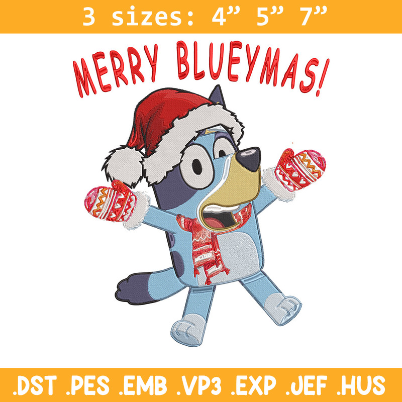 Bluey chrismas Embroidery Design, Bluey Embroidery, Embroidery File,Chrismas Embroidery, Anime shirt, Digital download.jpg