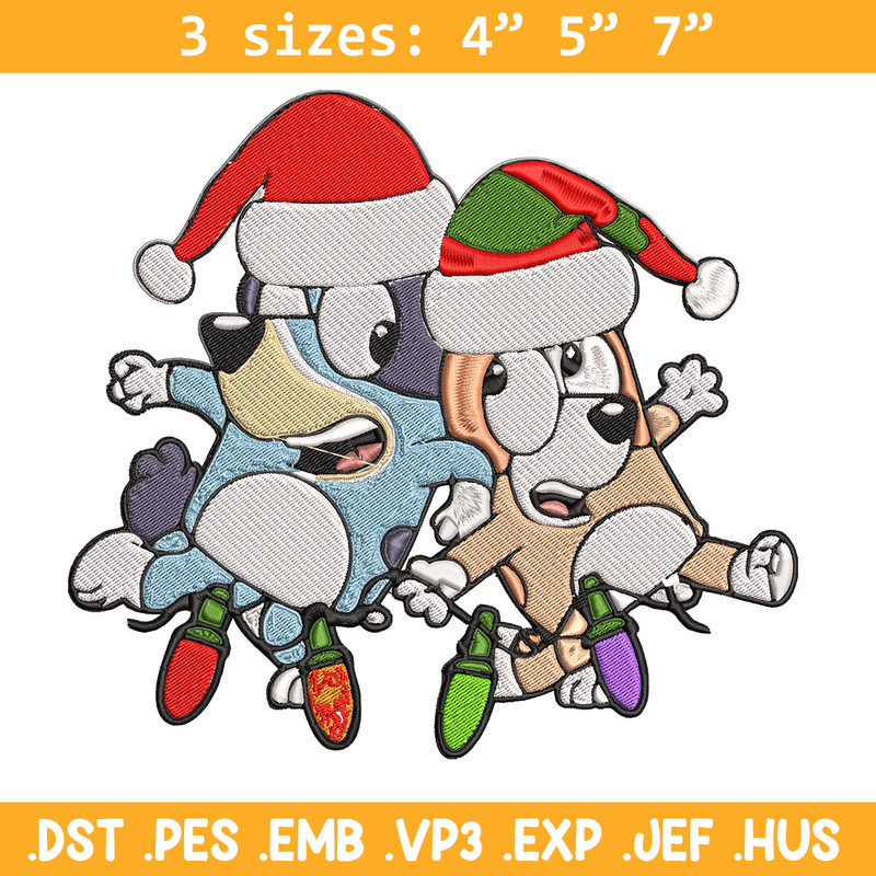 Bluey x Bingo Embroidery Design, Bluey Embroidery, Embroidery File, Chrismas Embroidery, Anime shirt, Digital download..jpg