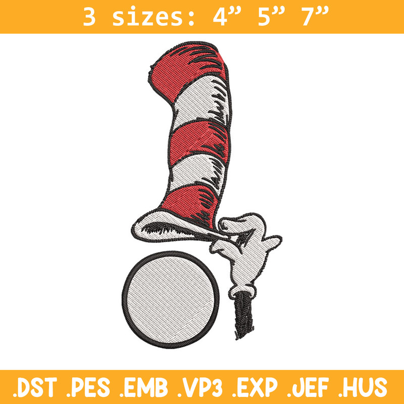 Cat In The Hat Embroidery Design, Cat In The Hat Embroidery, Embroidery File, logo shirt, Digital download.jpg