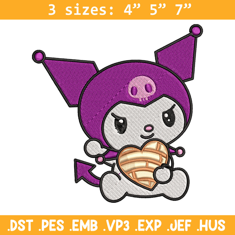 Concha Kuromi Embroidery Design, Kuromi cartoon Embroidery, Embroidery File, Cartoon shirt, Digital download..jpg