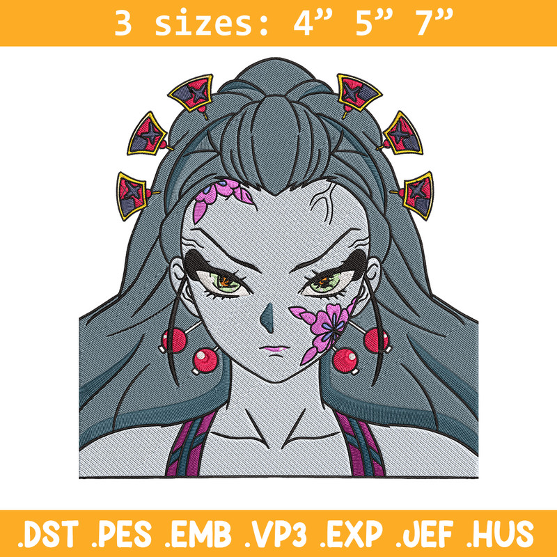 Daki face Embroidery Design, Demon slayer Embroidery, Embroidery File, Anime Embroidery, Anime shirt, Digital download.jpg