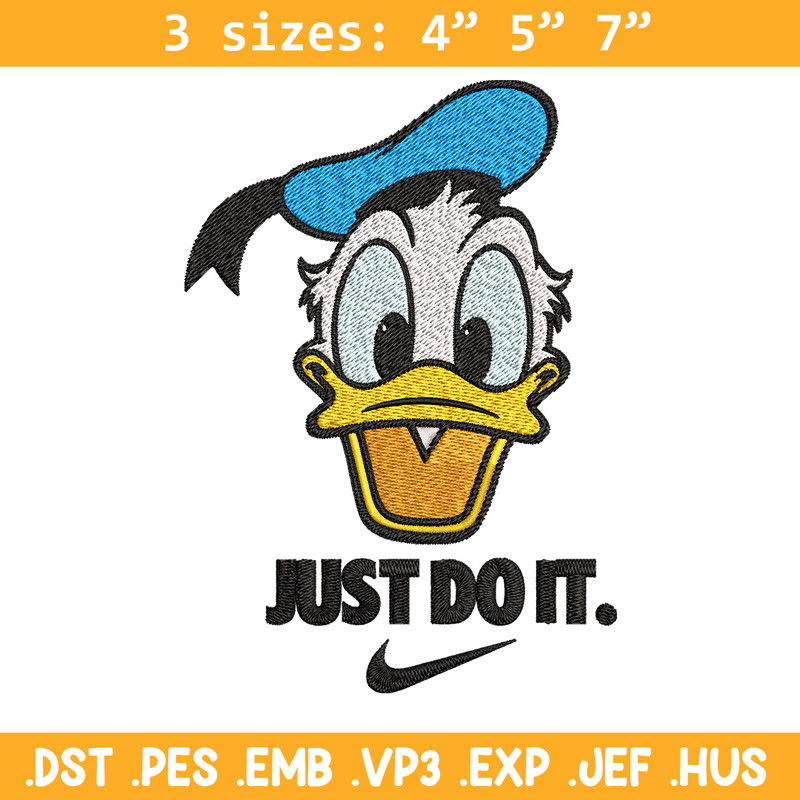 Donald Duck Nike Embroidery design, Donald Duck cartoon Embroidery, Nike design, Embroidery file, Instant download..jpg