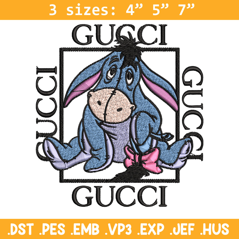Eeyore Gucci Embroidery design, winnie the pooh Embroidery, cartoon design, Embroidery File, Instant download..jpg