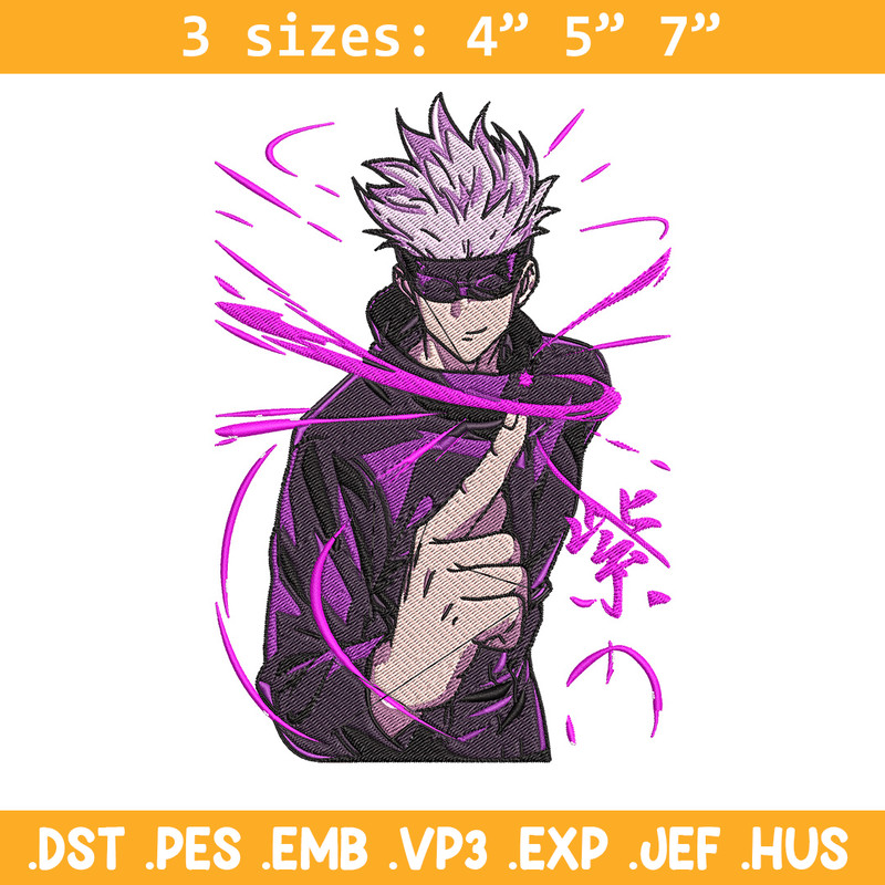 Gojo poster Embroidery Design, Jujutsu Embroidery, Embroidery File, Anime Embroidery, Anime shirt, Digital download..jpg