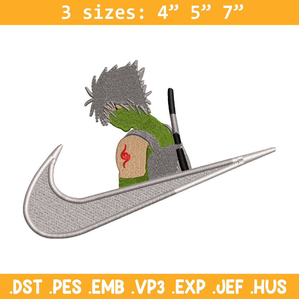 Kakashi Hatake Nike embroidery design, Naruto embroidery, nike design, anime design, anime shirt, Digital download.jpg