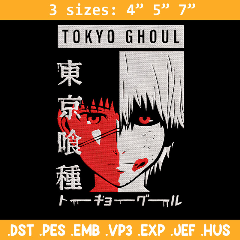 Ken kaneki poster Embroidery Design, Tokyo Ghoul Embroidery, Embroidery File, Anime Embroidery, Digital download.jpg