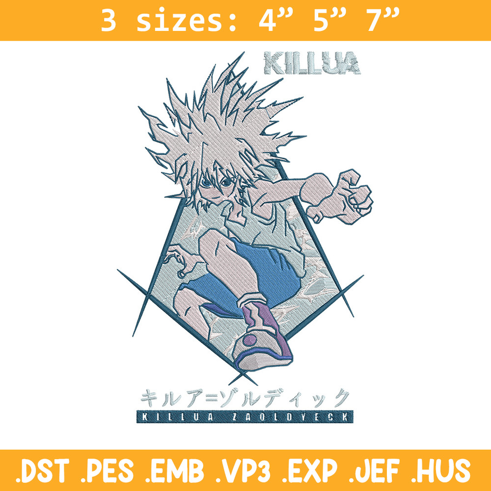 Killua Embroidery Design, Hunter x hunter Embroidery, Embroidery File, Anime Embroidery, Anime shirt, Digital download.jpg