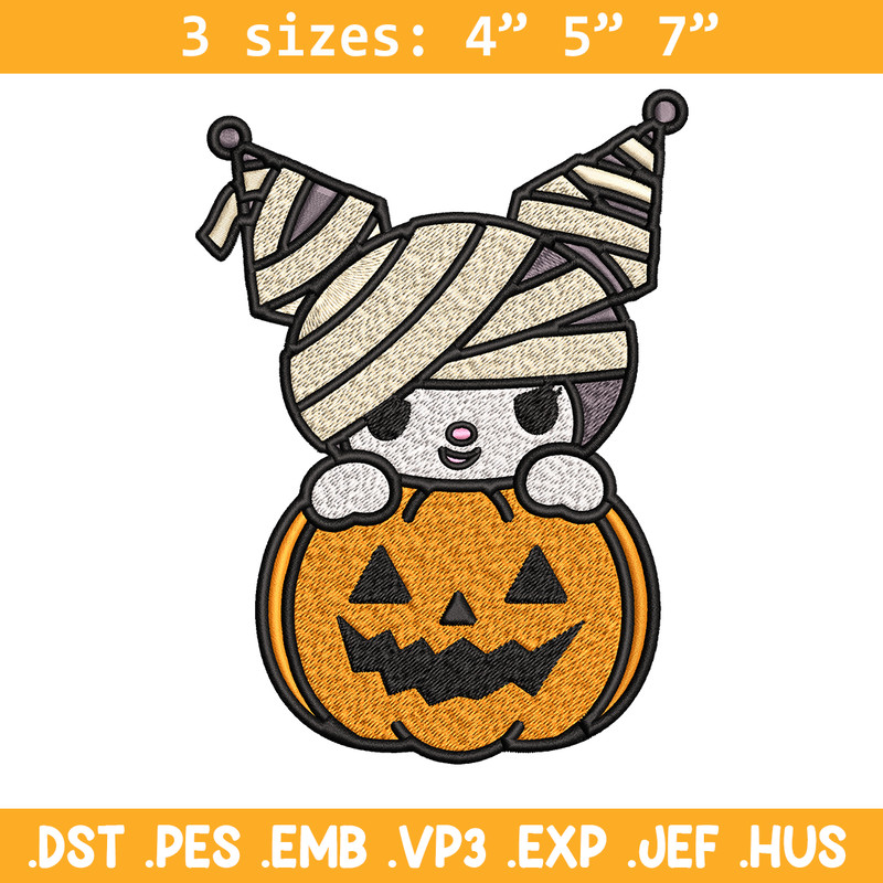 Kuromi Mummy Embroidery design, Halloween Embroidery, Embroidery File, cartoon design, logo shirt, Digital download..jpg