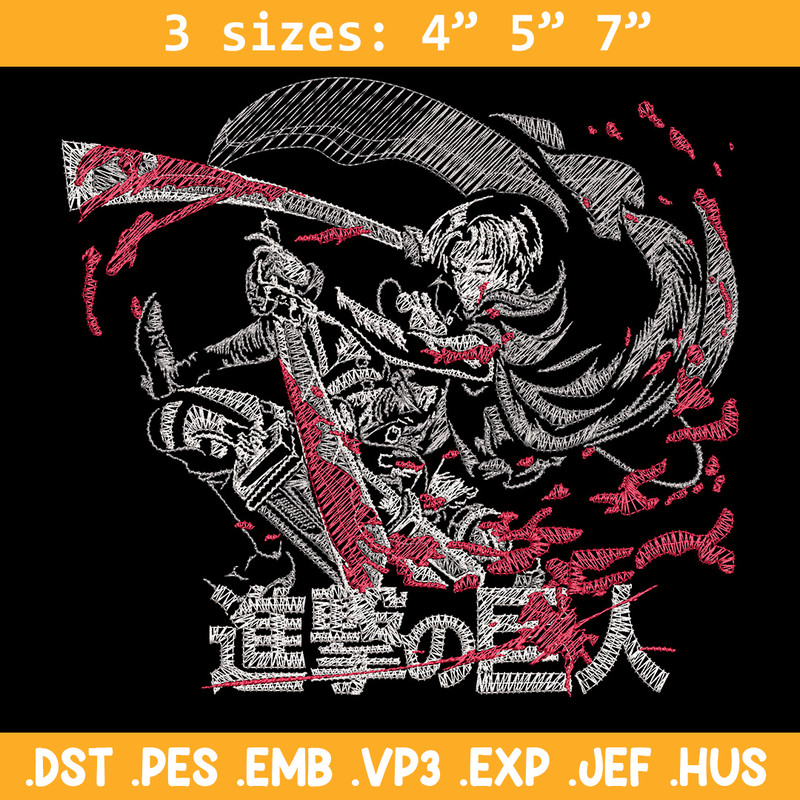 Levi ackerman Embroidery Design, Aot Embroidery, Embroidery File, Anime Embroidery, Anime shirt, Digital download.jpg