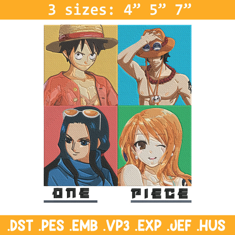 Luffy friends Embroidery Design, One piece Embroidery, Embroidery File, Anime Embroidery, Anime shirt, Digital download..jpg