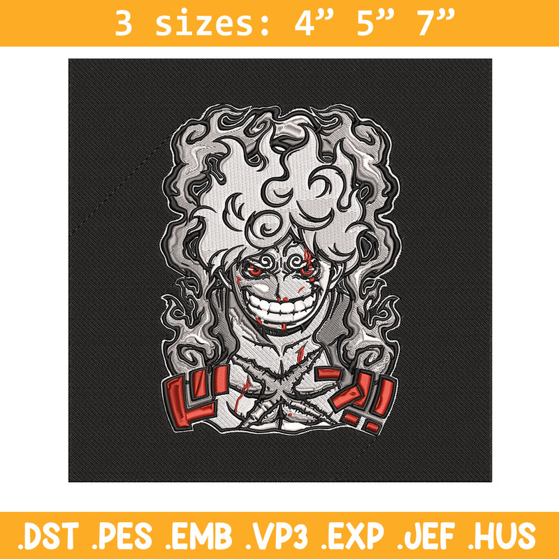 Luffy gear 5 Embroidery Design, One piece Embroidery, Embroidery File, Anime Embroidery, Anime shirt, Digital download.jpg