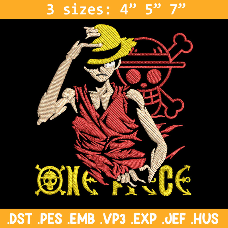 Luffy poster Embroidery Design, One piece Embroidery, Embroidery File, Anime Embroidery, Anime shirt,Digital download..jpg