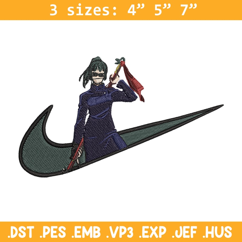 Maki x nike Embroidery Design, Jujutsu Embroidery, Embroidery File, Nike Embroidery, Anime shirt, Digital download.jpg