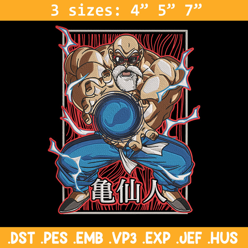 Master Roshi Embroidery Design, Dragonball Embroidery, Embroidery File, Anime Embroidery, Anime shirt, Digital download.jpg